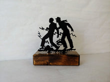 Load image into Gallery viewer, Hardy Boys Metal Silhouette & Wood Shelf Decor