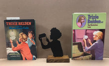 Load image into Gallery viewer, Trixie Belden Metal Silhouette &amp; Wood Shelf Decor