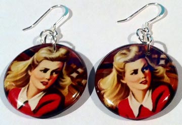 Vintage Art Nancy Drew Button Earrings