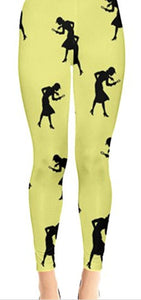 Nancy Drew Yellow & Black Silhouette Leggings