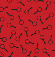 Nancy Drew Get a Clue Moda Fabric FQ Red Magnifying Glasses