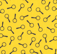 Nancy Drew Get a Clue Moda Fabric FQ Yellow Magnifying Glasses