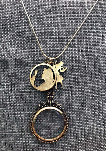 Nancy Drew Silhouette Magnifying Glass Necklace