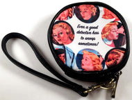 Nancy Drew Circles & Quotes Round Case Wristlet