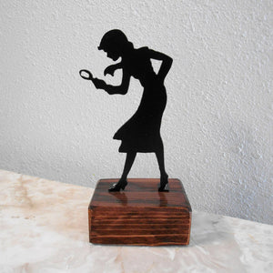 Nancy Drew Metal Silhouette & Wood Shelf Decor