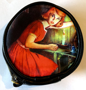 Nancy Drew Old Attic & Tolling Bell Round Case Wristlet